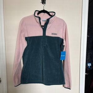 Women’s Columbia Pink and Teal Fleece Pullover size L NWT